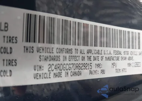 2013 Dodge Grand Caravan Sxt из США, поврежденный, VIN 2C4RDGCG7DR629215